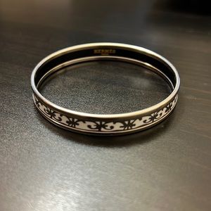 Hermes Enamel Bangle Bracelet (White)